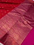 Red Banarasi Handloom Soft Silk Saree - Aura Benaras