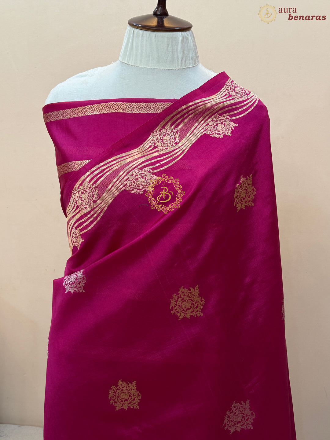 Rani Pink Pure Silk Handloom Banarasi Saree