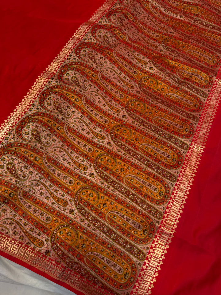 Red Pure Banarasi Handloom Katan Satin Silk Saree