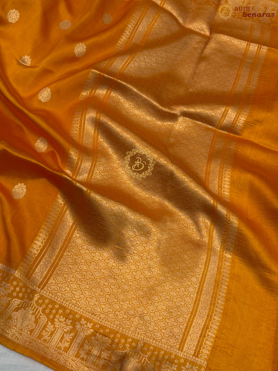 Fanta Orange Pure Silk Handloom Banarasi Saree