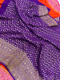 Orange Pure Banarasi Khaddi Crepe Silk Saree - Aura Benaras