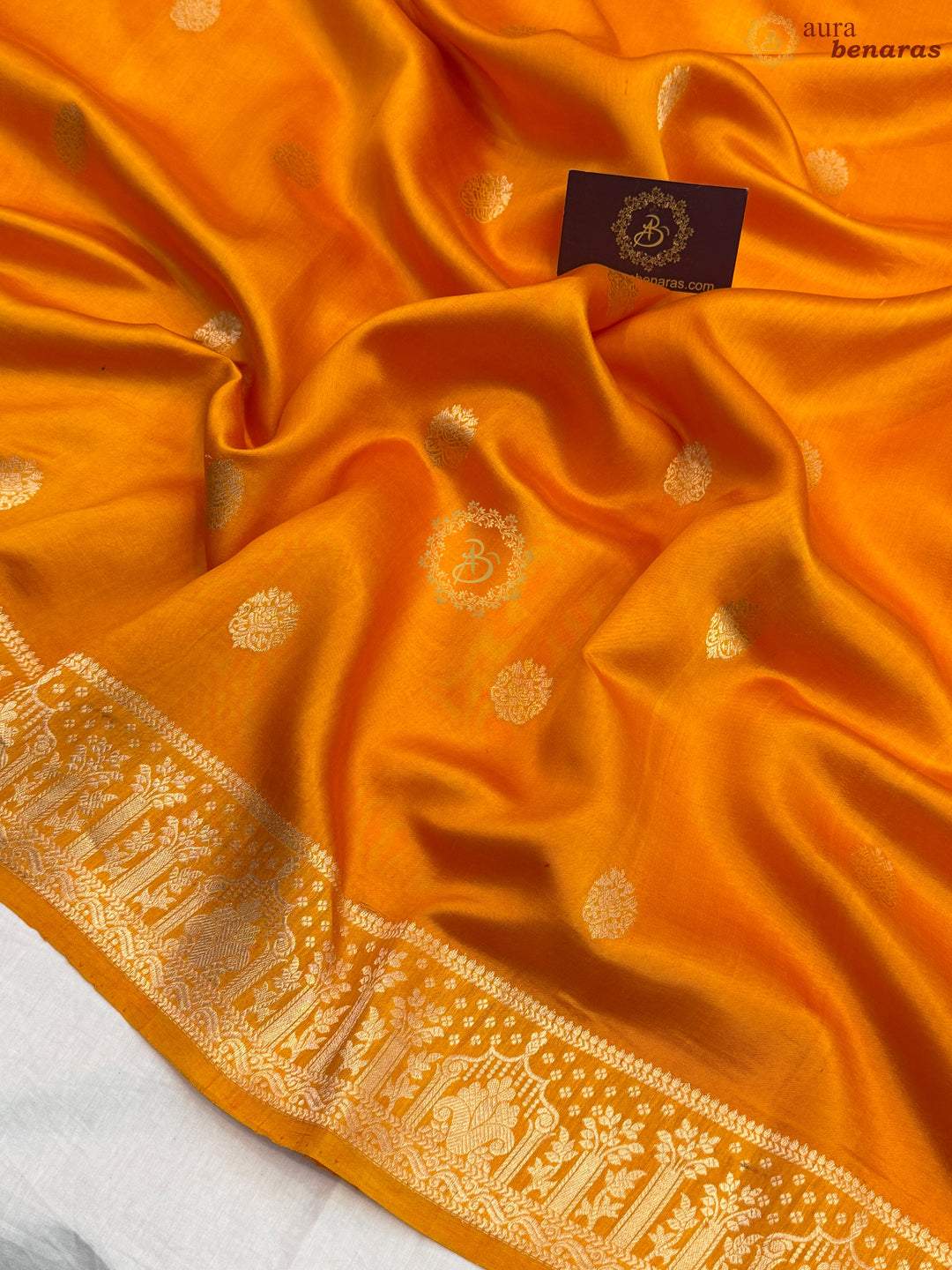 Fanta Orange Pure Silk Handloom Banarasi Saree