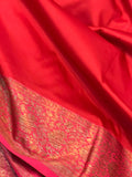 Red Banarasi Handloom Soft Silk Saree - Aura Benaras