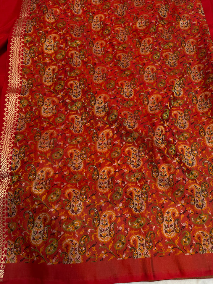 Red Pure Banarasi Handloom Katan Satin Silk Saree