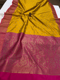 Yellow Banarasi Handloom Soft Silk Saree - Aura Benaras