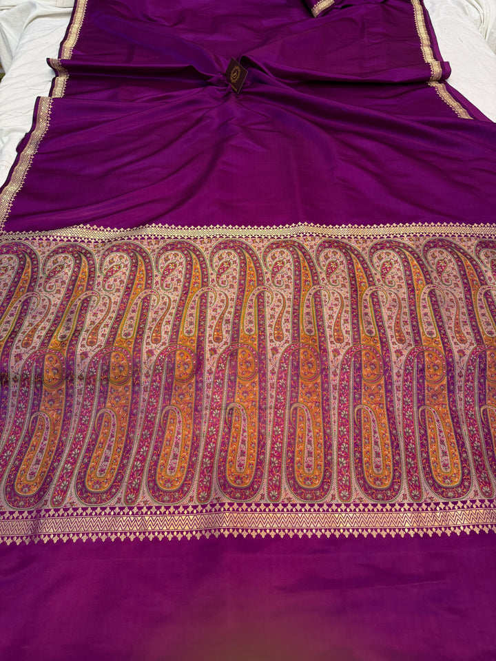 Purple Pure Banarasi Handloom Katan Satin Silk Saree