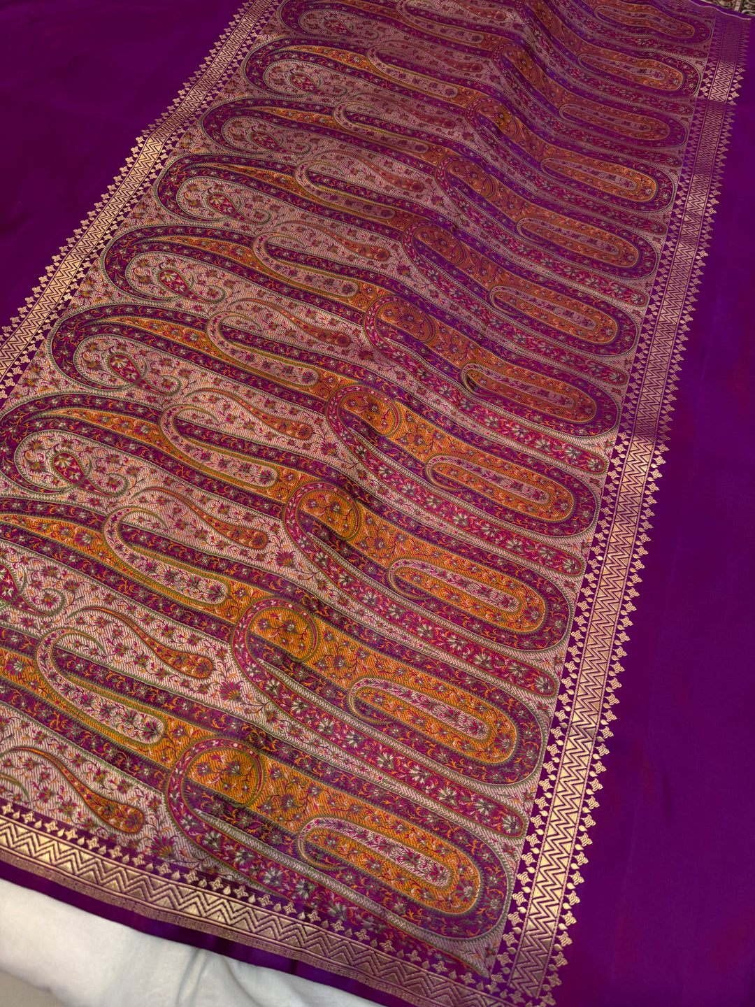 Purple Pure Banarasi Handloom Katan Satin Silk Saree