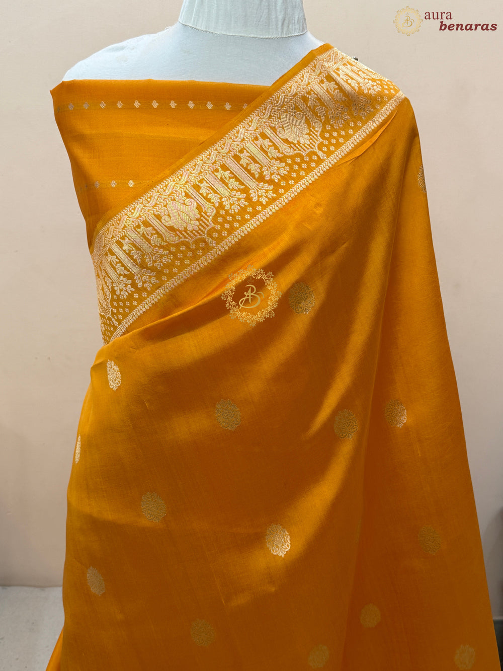 Fanta Orange Pure Silk Handloom Banarasi Saree