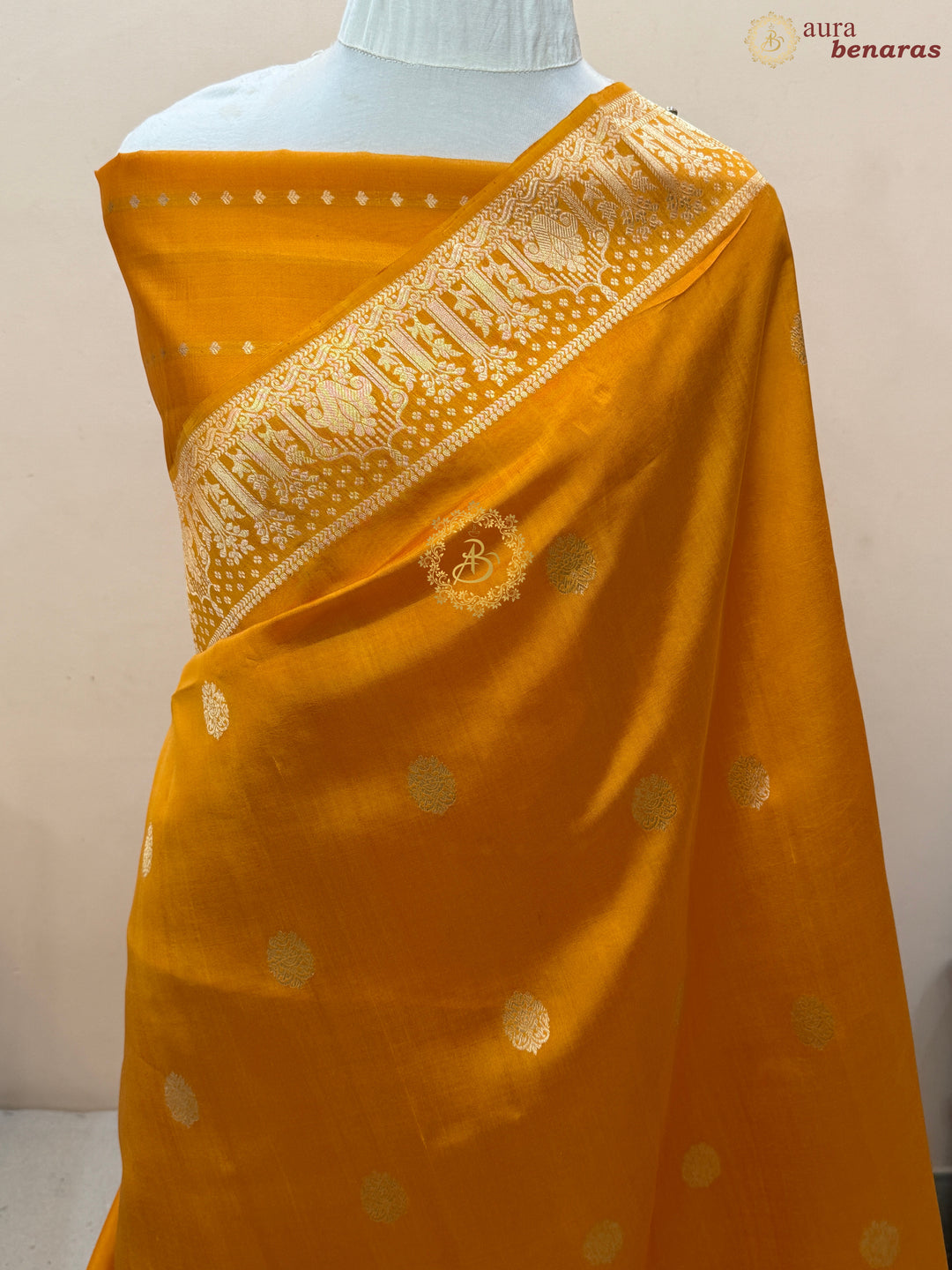 Fanta Orange Pure Silk Handloom Banarasi Saree