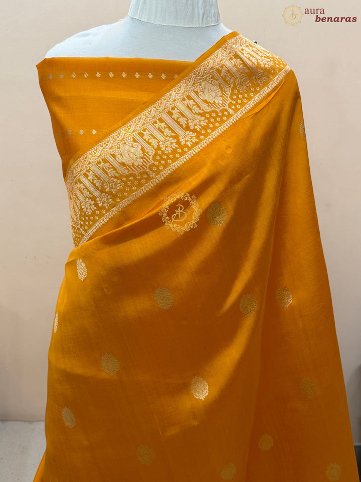 Fanta Orange Pure Silk Handloom Banarasi Saree