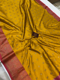 Yellow Banarasi Handloom Soft Silk Saree - Aura Benaras