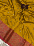 Yellow Banarasi Handloom Soft Silk Saree - Aura Benaras