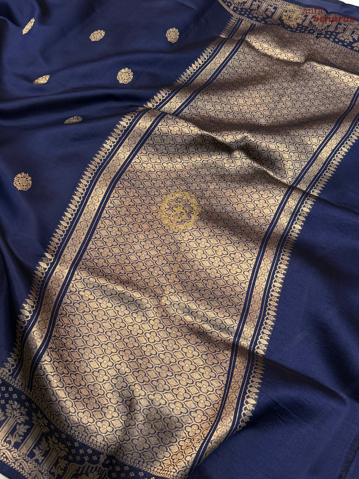 Mid Night Blue Pure Silk Handloom Banarasi Saree