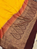 Yellow Pure Banarasi Khaddi Crepe Silk Saree - Aura Benaras