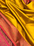 Yellow Banarasi Handloom Soft Silk Saree - Aura Benaras