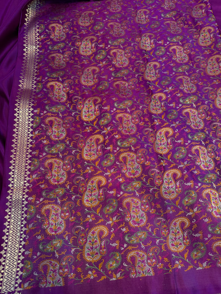 Purple Pure Banarasi Handloom Katan Satin Silk Saree