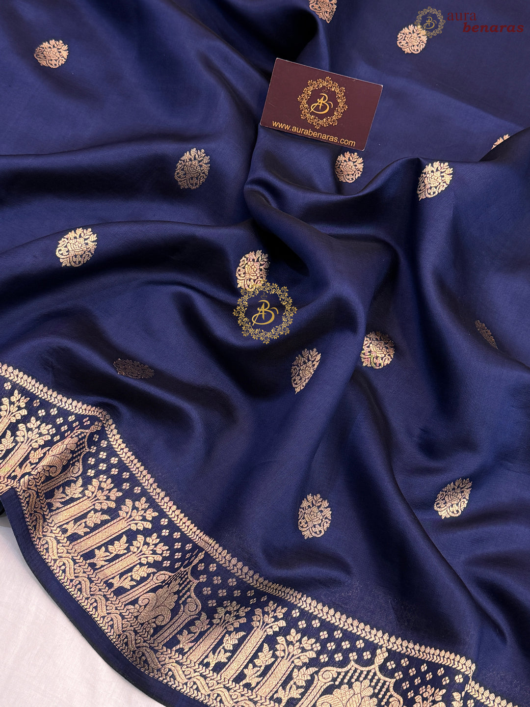 Mid Night Blue Pure Silk Handloom Banarasi Saree