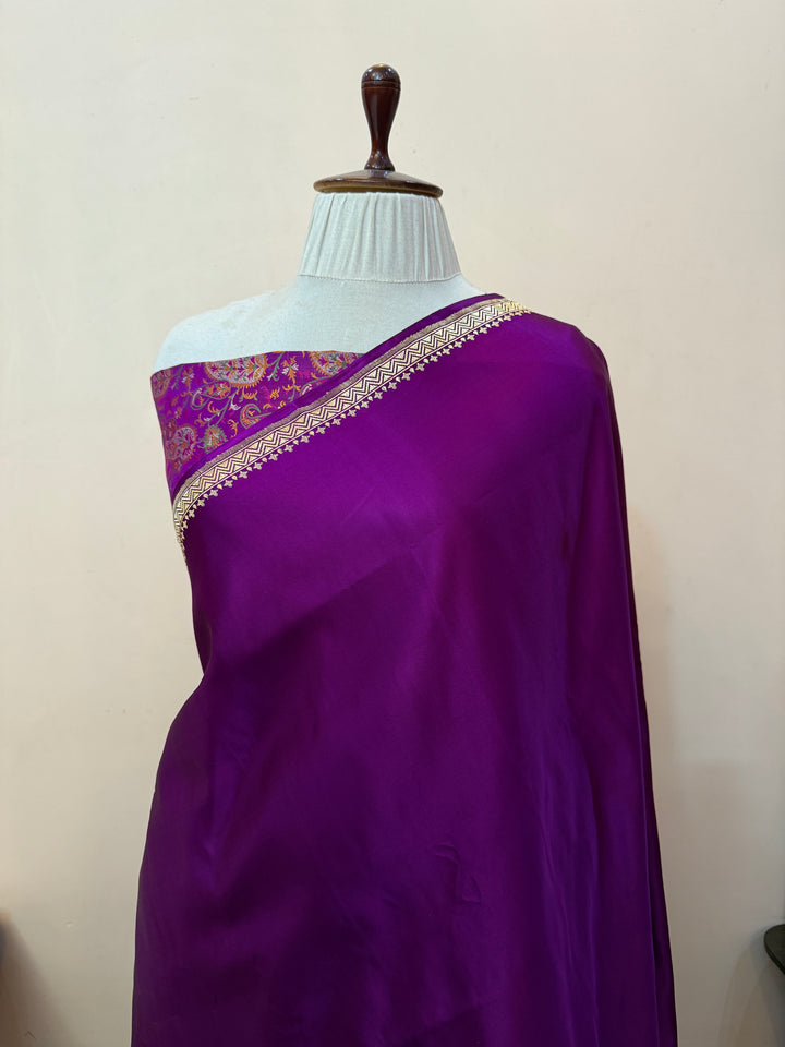 Purple Pure Banarasi Handloom Katan Satin Silk Saree