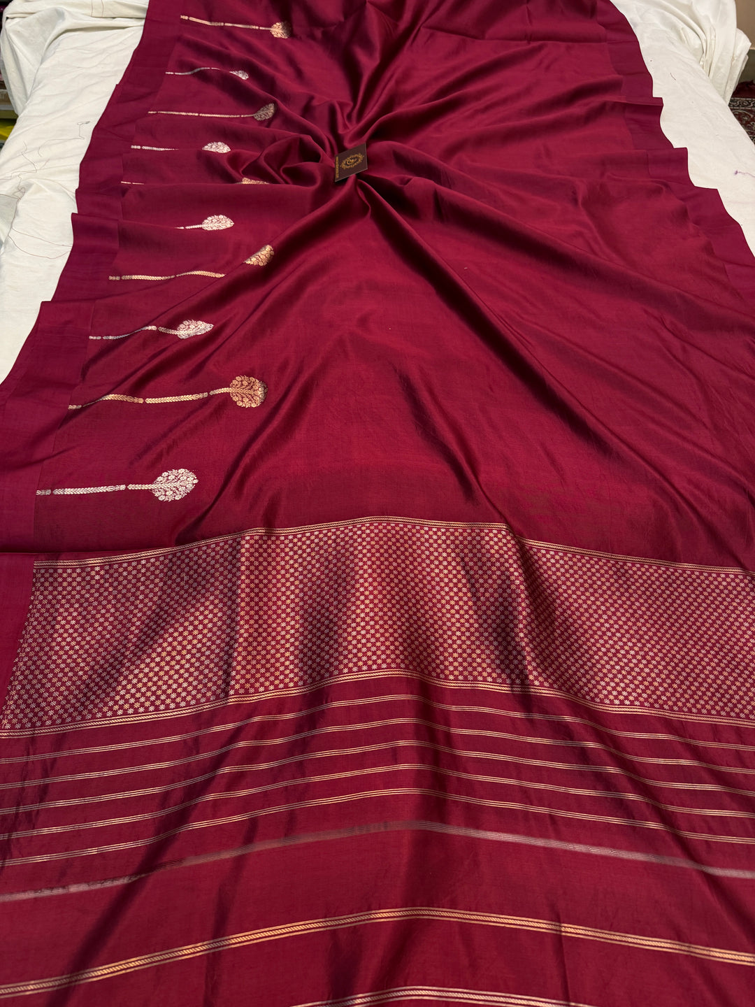 Maroon Pure Silk Handloom Banarasi Saree