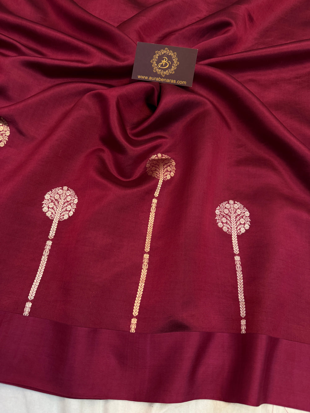 Maroon Pure Silk Handloom Banarasi Saree
