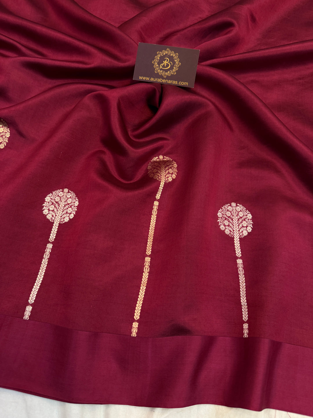Maroon Pure Silk Handloom Banarasi Saree