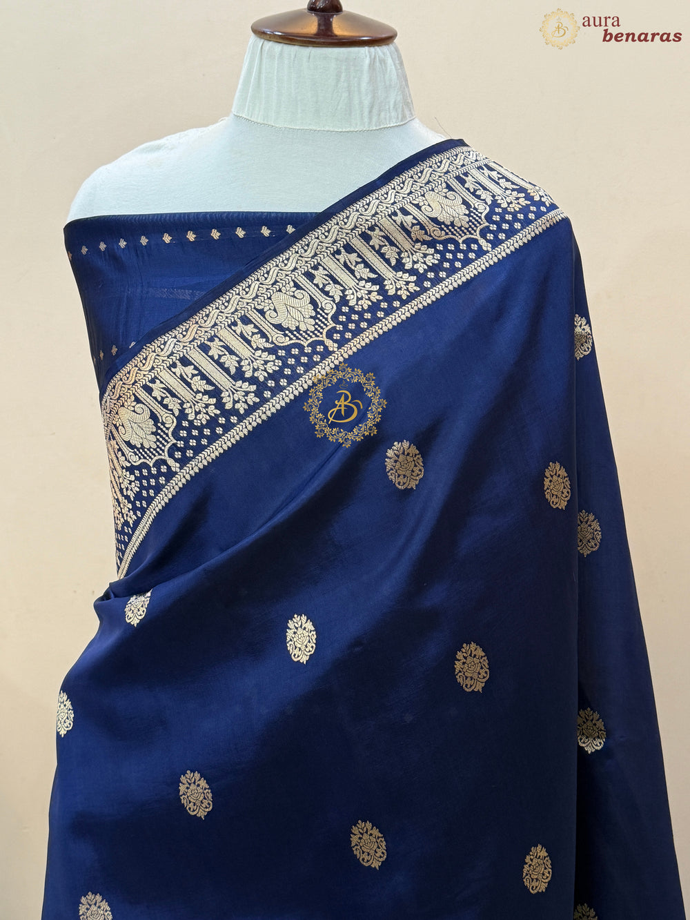 Mid Night Blue Pure Silk Handloom Banarasi Saree
