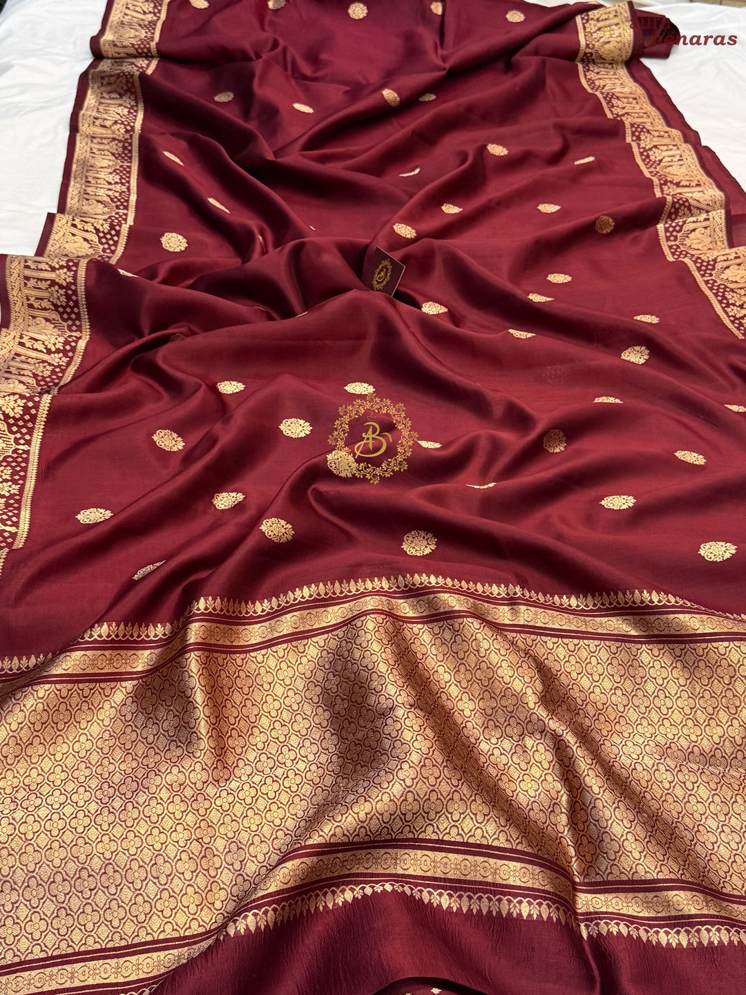 Deep Maroon Pure Silk Handloom Banarasi Saree