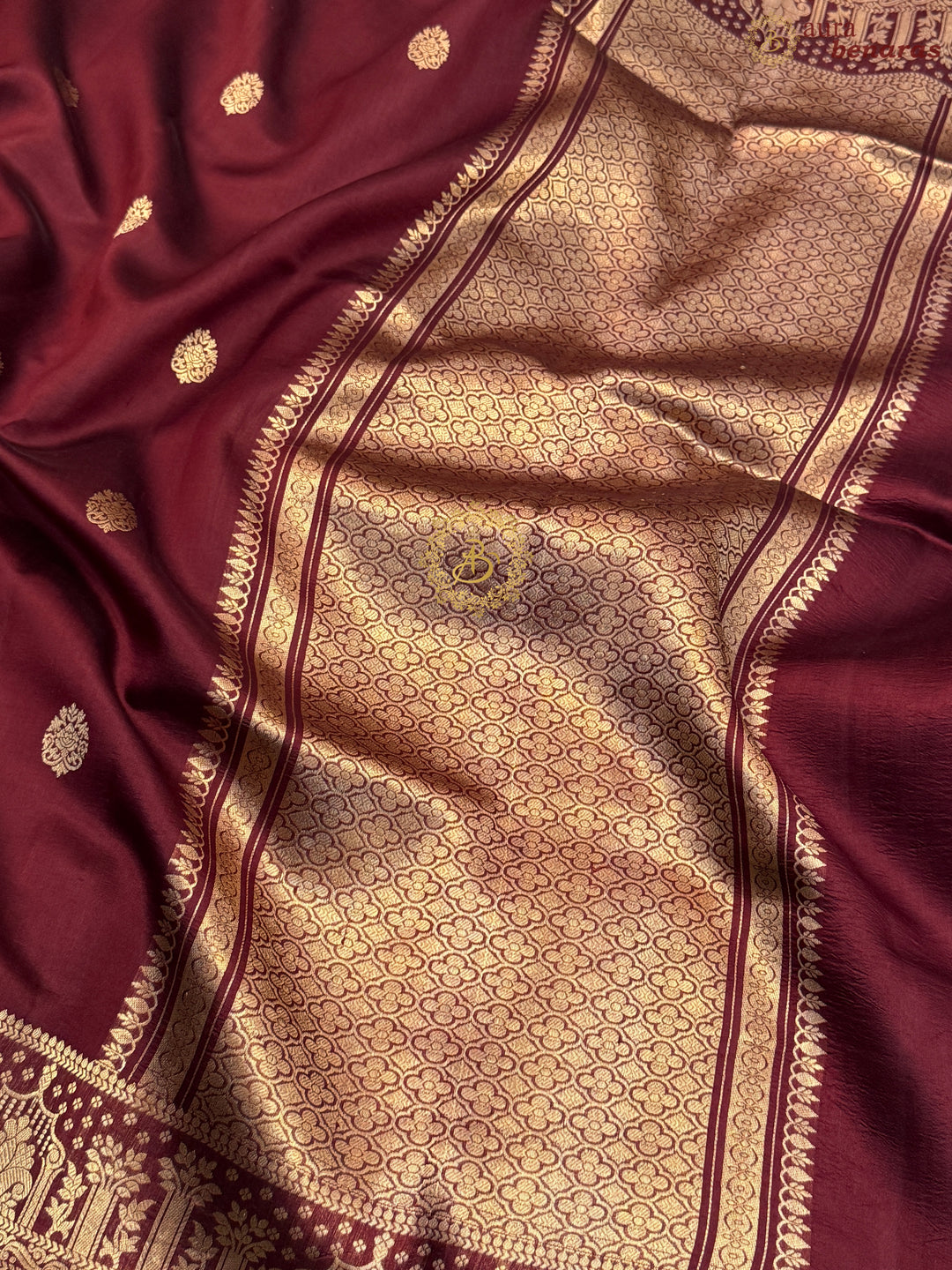 Deep Maroon Pure Silk Handloom Banarasi Saree