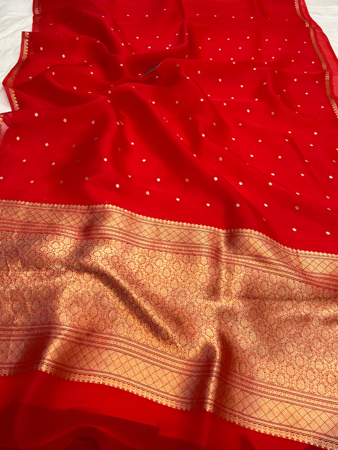 Red Pure Kora Silk Handloom Banarasi Saree