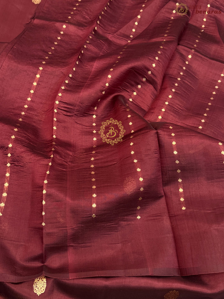 Deep Maroon Pure Silk Handloom Banarasi Saree