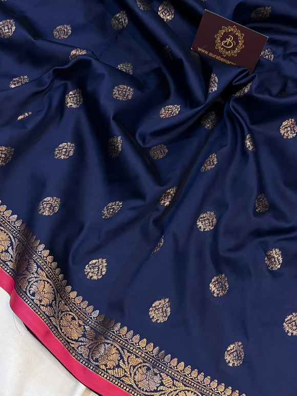 Blue Banarasi Handloom Soft Silk Saree - Aura Benaras