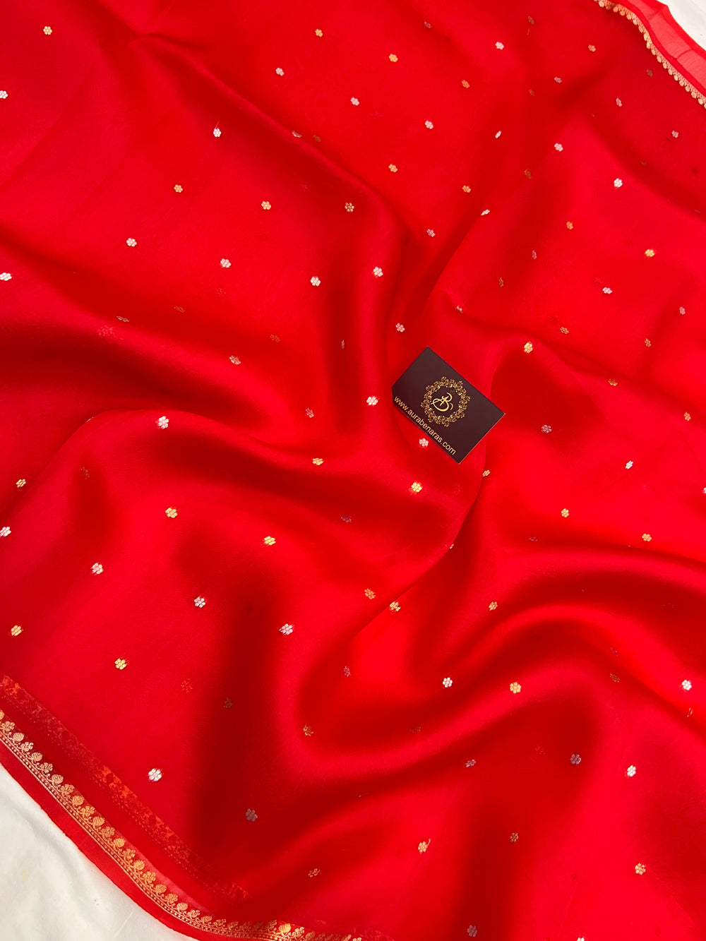 Red Pure Kora Silk Handloom Banarasi Saree