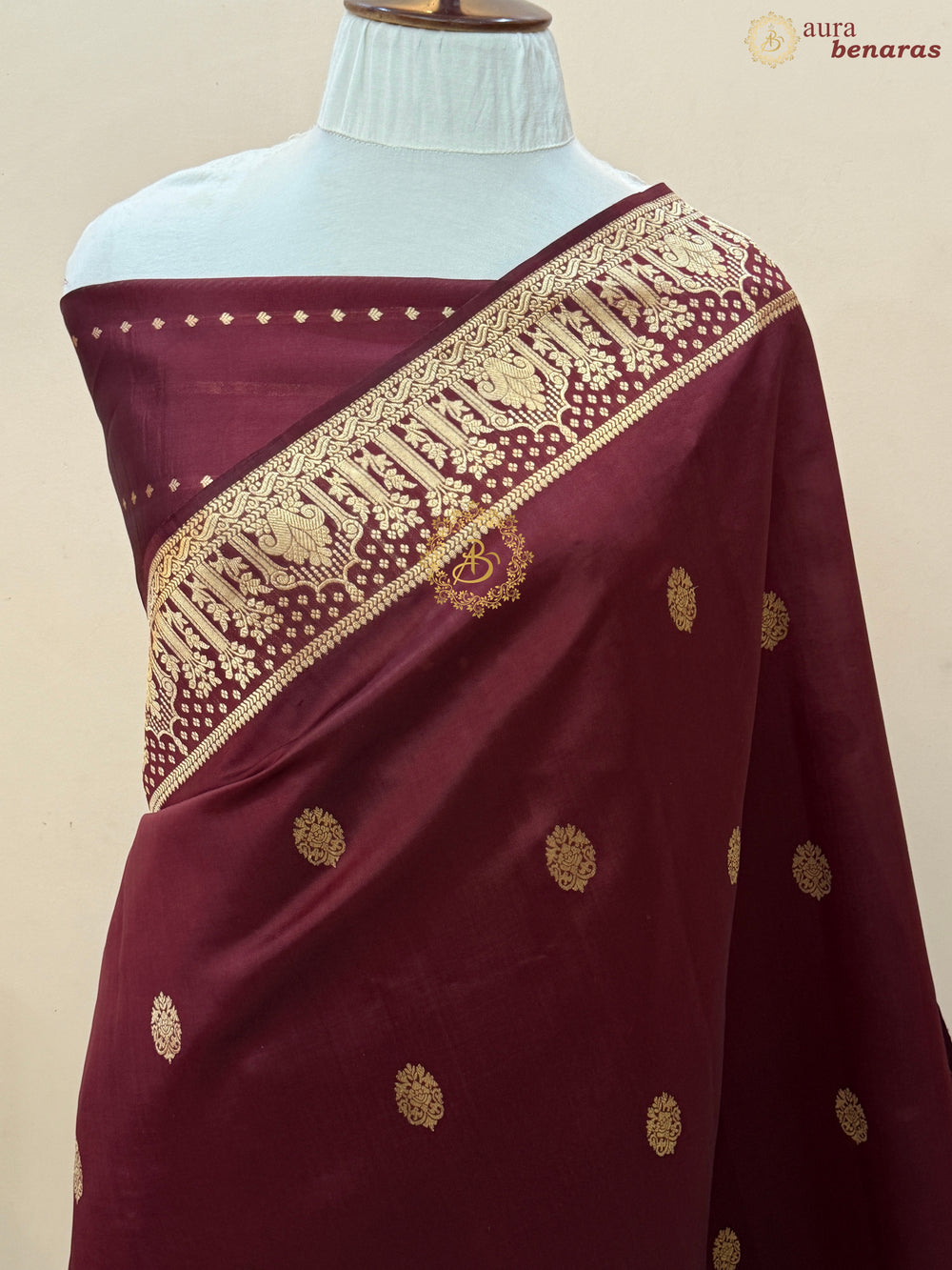 Deep Maroon Pure Silk Handloom Banarasi Saree