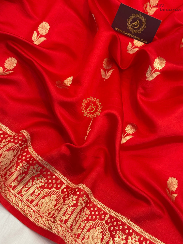 Red Pure Silk Handloom Banarasi Saree