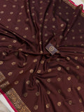 Brown Banarasi Handloom Soft Silk Saree - Aura Benaras