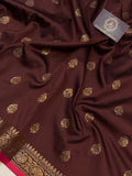 Brown Banarasi Handloom Soft Silk Saree - Aura Benaras