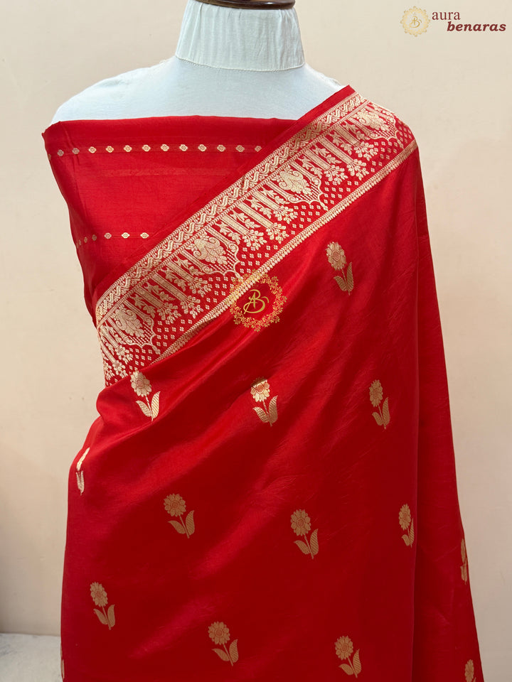 Red Pure Silk Handloom Banarasi Saree