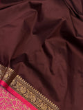 Brown Banarasi Handloom Soft Silk Saree - Aura Benaras