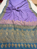 Lavender Pure Banarasi Khaddi Crepe Silk Saree - Aura Benaras