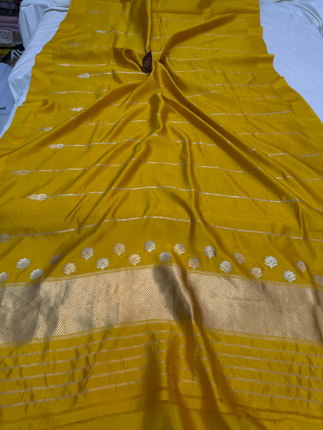 Yellow Pure Silk Handloom Banarasi Saree