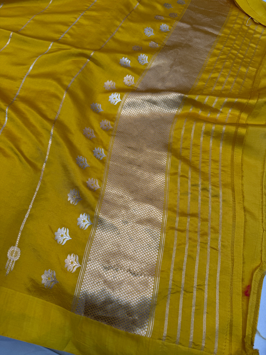 Yellow Pure Silk Handloom Banarasi Saree