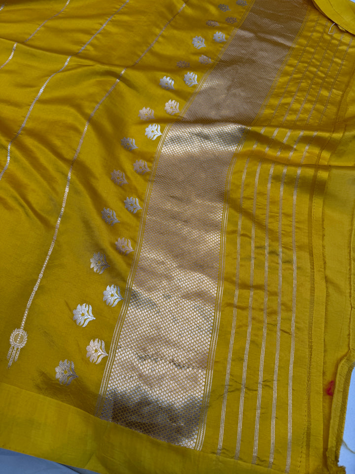 Yellow Pure Silk Handloom Banarasi Saree