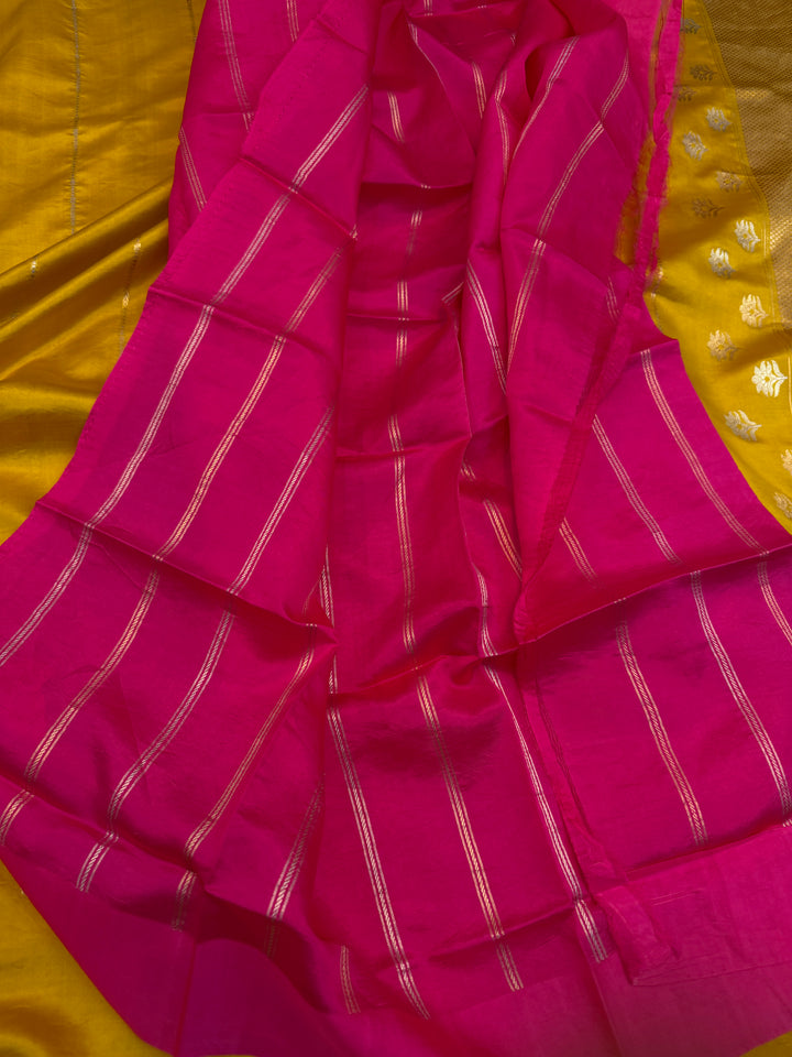 Yellow Pure Silk Handloom Banarasi Saree