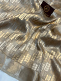 Golden Pure Banarasi Handloom Silk Saree - Aura Benaras