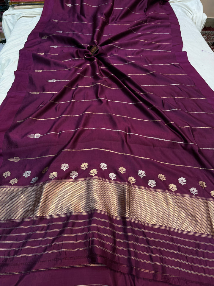 Purple Pure Silk Handloom Banarasi Saree