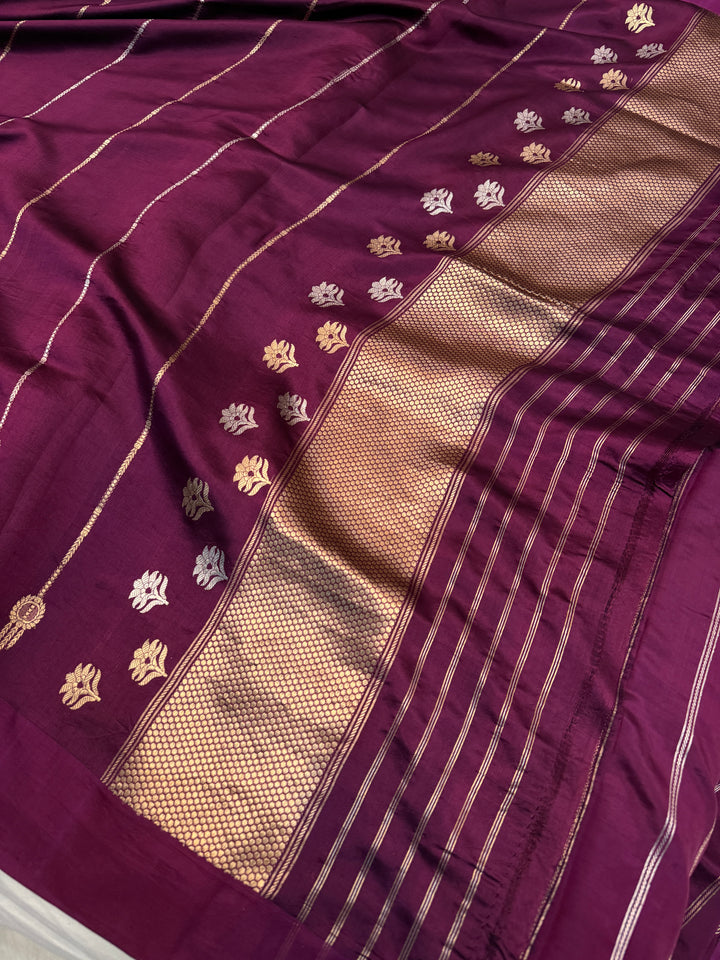 Purple Pure Silk Handloom Banarasi Saree