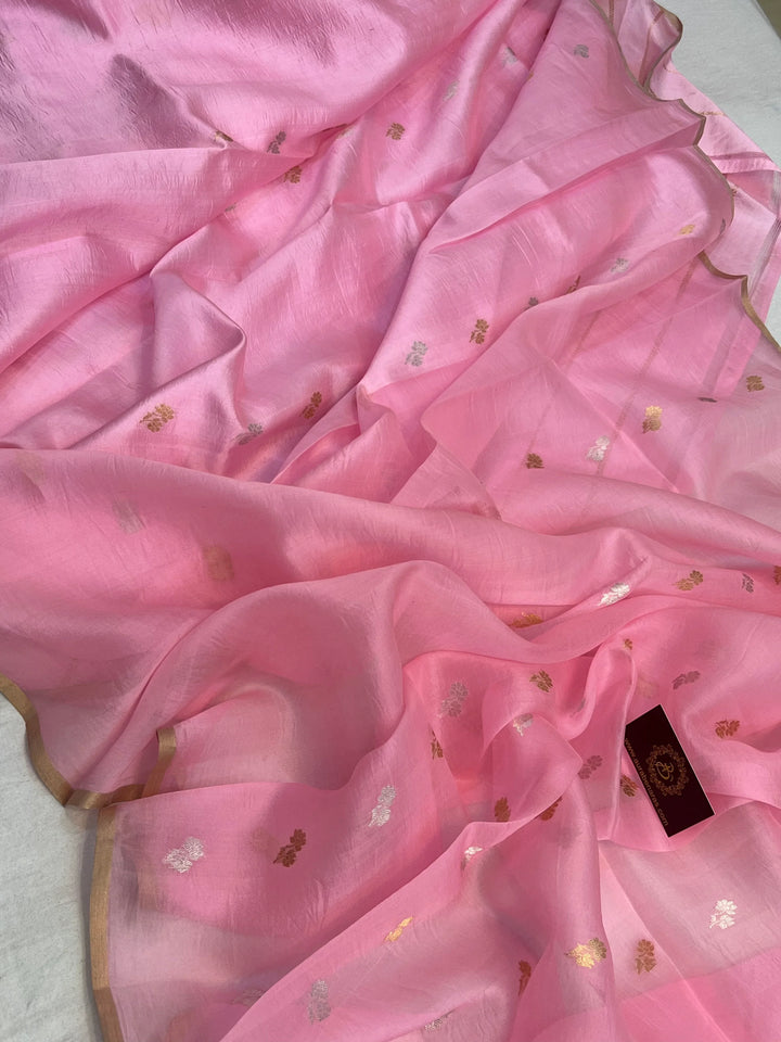 Inner body of saree in pure silk with handwoven Kadhwa motifs