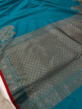 Rama Green Banarasi Handloom Soft SIlk Saree - Aura Benaras