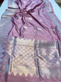 Onion Pure Banarasi Handloom Silk Saree - Aura Benaras