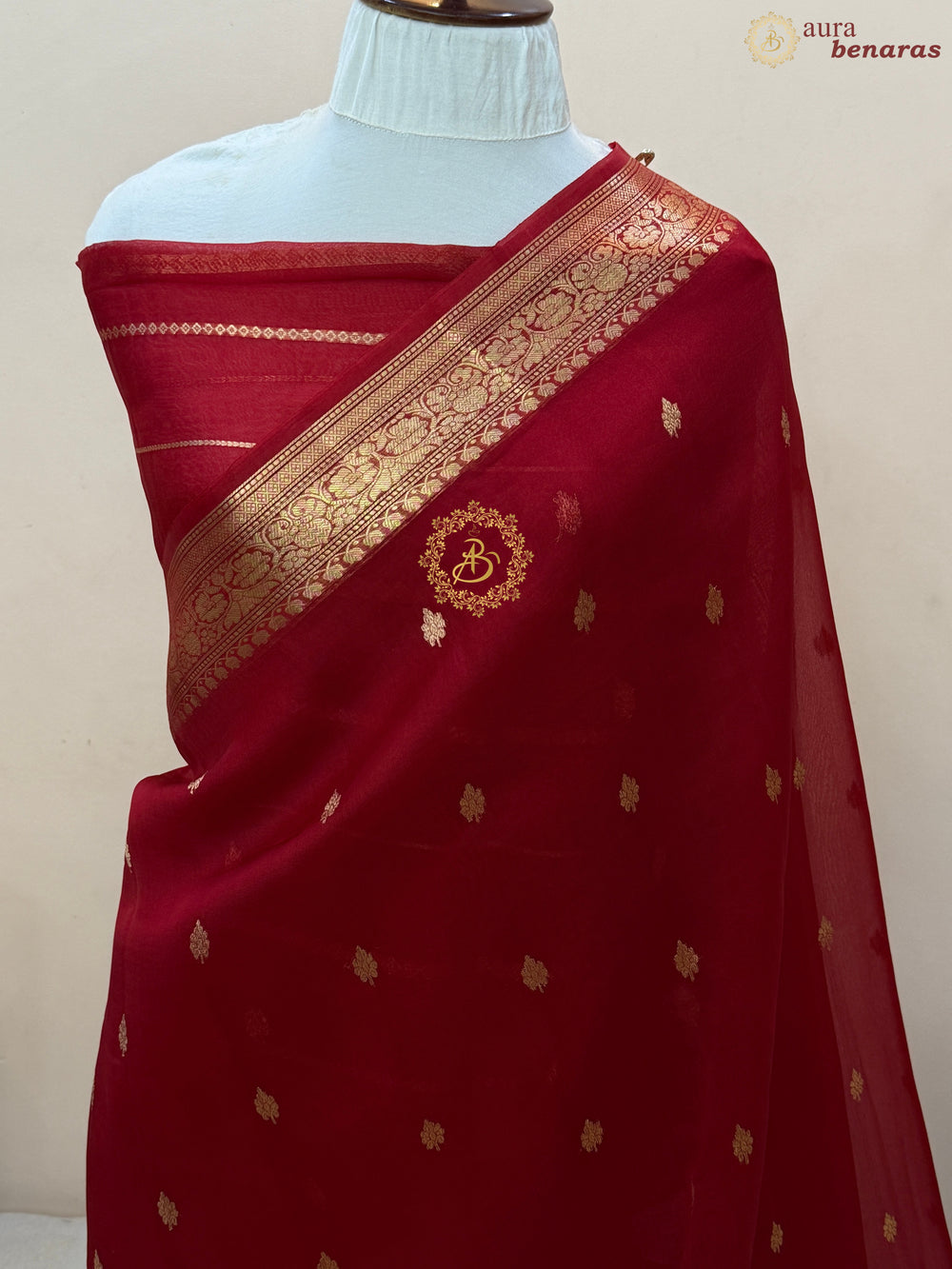 Red Pure Kora Silk Handloom Banarasi Saree